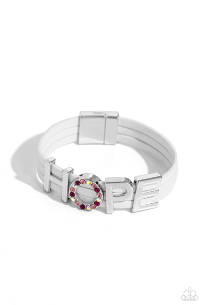 Paparazzi Hopeful Haute White Bracelet