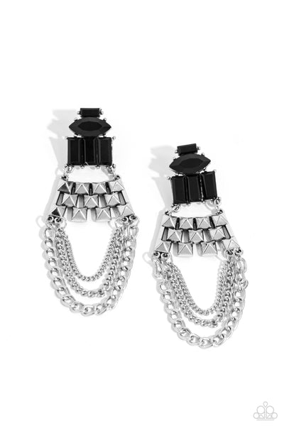 Paparazzi Paparazzi Dangling Art Deco - Black earrings