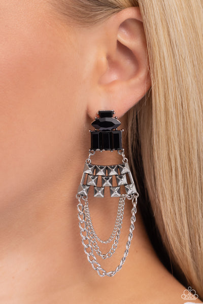 Paparazzi Paparazzi Dangling Art Deco - Black earrings