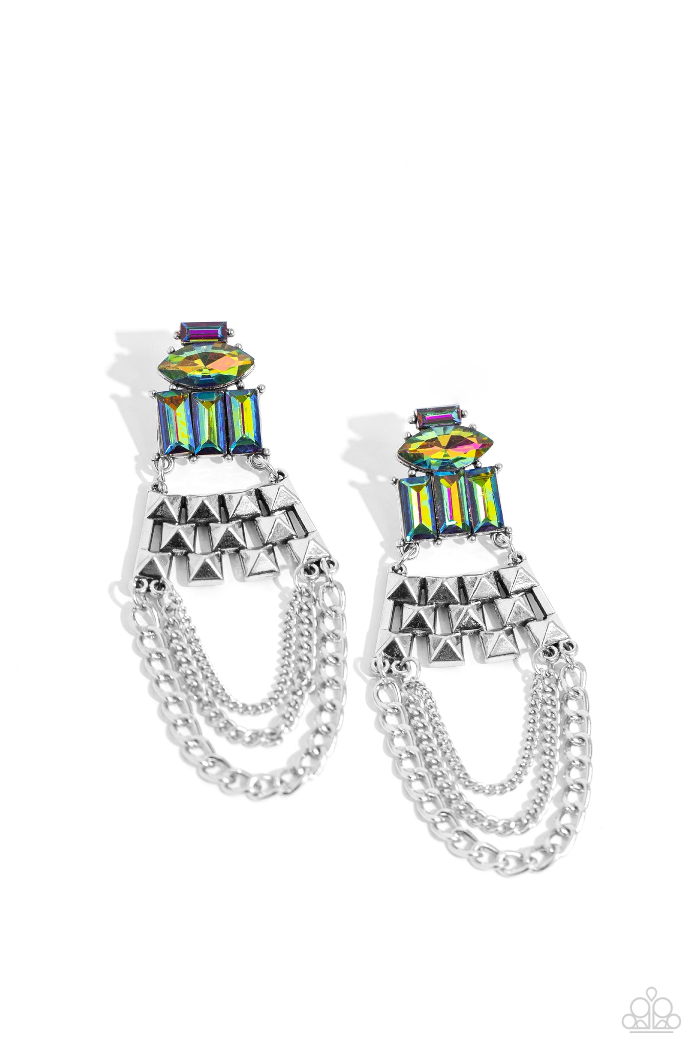 Paparazzi Dangling Art Deco Multi Oil Spill Earrings