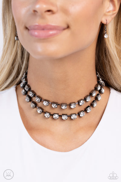 Paparazzi Glistening Gallery - Black Choker Necklace