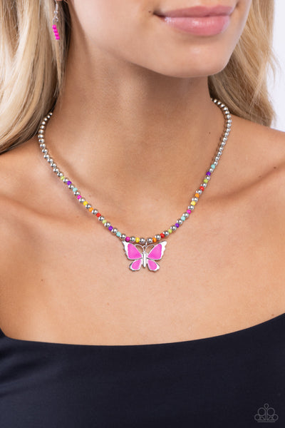 Vibrant Flutter - Multi Butterfly Necklace