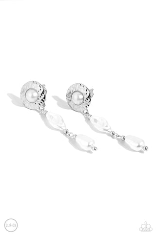 Paparazzi Modest MVP Clip on White Earrings