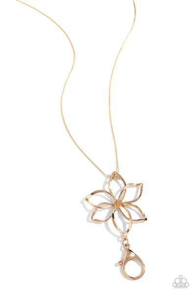 Paparazzi Flowering Fame - Gold Lanyard Necklace