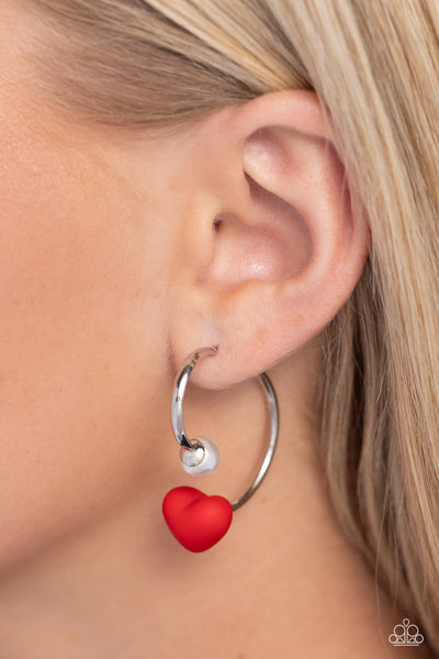 Paparazzi Romantic Representative - Red Heart Earrings