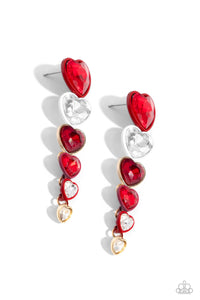 Paparazzi Cascading Casanova - Red Heart Earrings