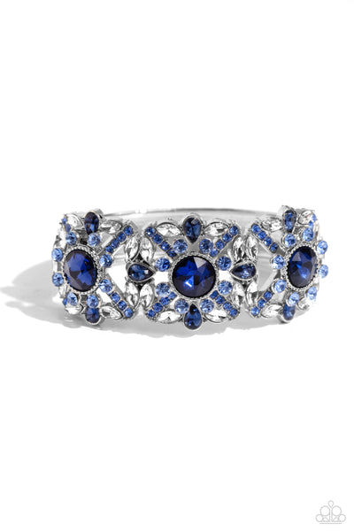 Shimmering Solo - Blue Hinged Bracelet