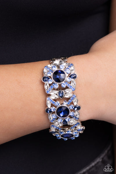 Shimmering Solo - Blue Hinged Bracelet