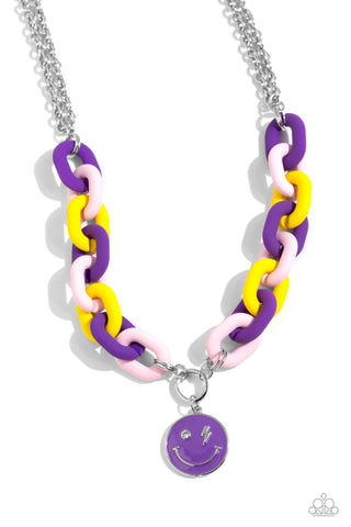 Paparazzi Speed SMILE Necklace and Go the Extra SMILE Bracelet Purple Set