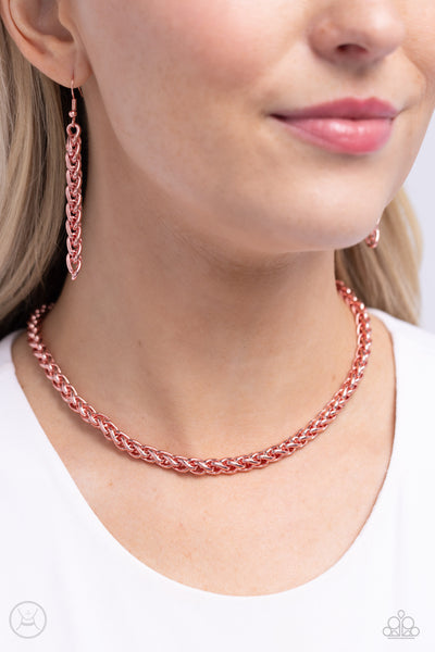 Paparazzi Braided Battalion - Pink Necklace