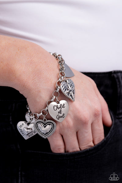 Paparazzi Child of God - Silver Heart Charm Bracelet