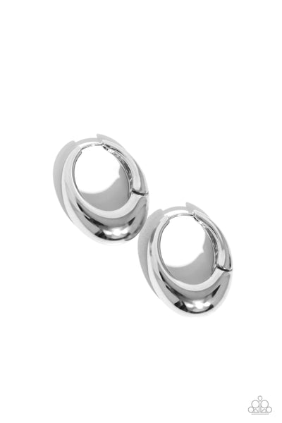 Paparazzi Oval Official - Hoop Silver Earrings