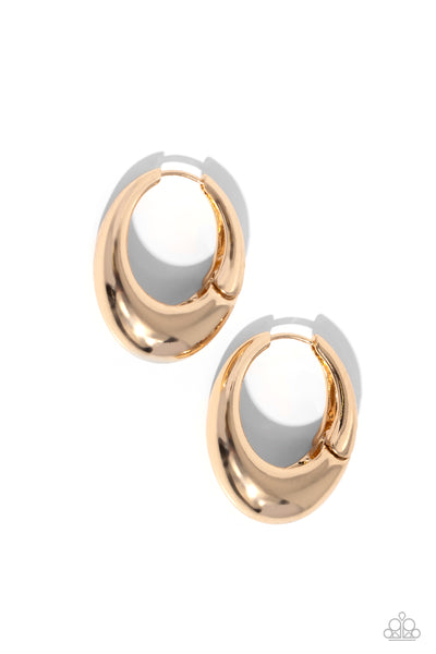 Paparazzi Oval Official - Gold Mini Hoop Earrings