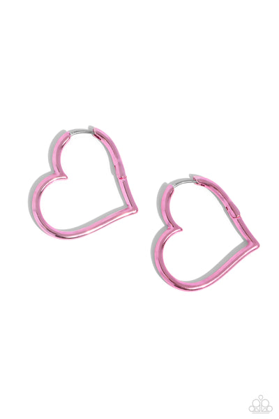 Paparazzi Loving Legend - Pink Heart Earrings