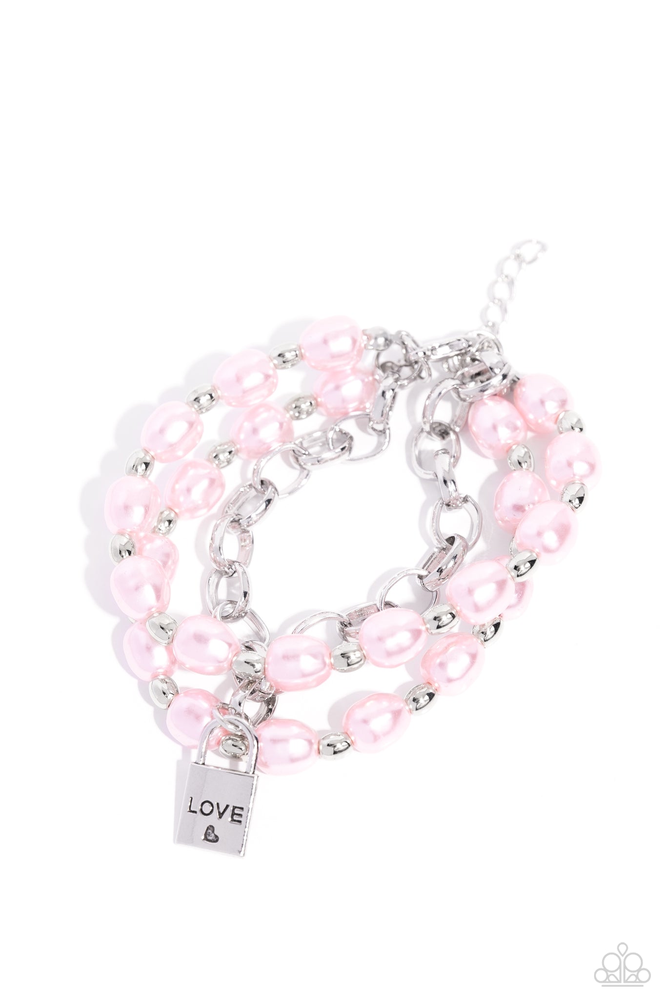 Paparazzi LOVE-Locked Legacy - Pink Pearl Bracelet