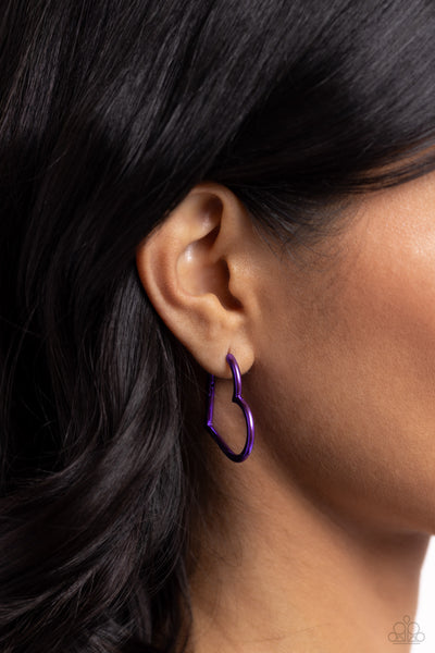 Paparazzi Loving Legend - Purple Heart Earrings