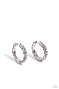 Paparazzi Glowing Praise - White Mini Hoop Earring