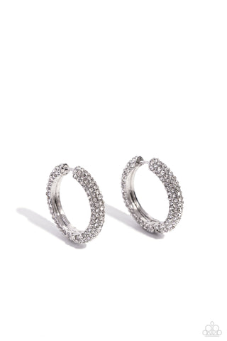 Paparazzi Glowing Praise - White Mini Hoop Earring