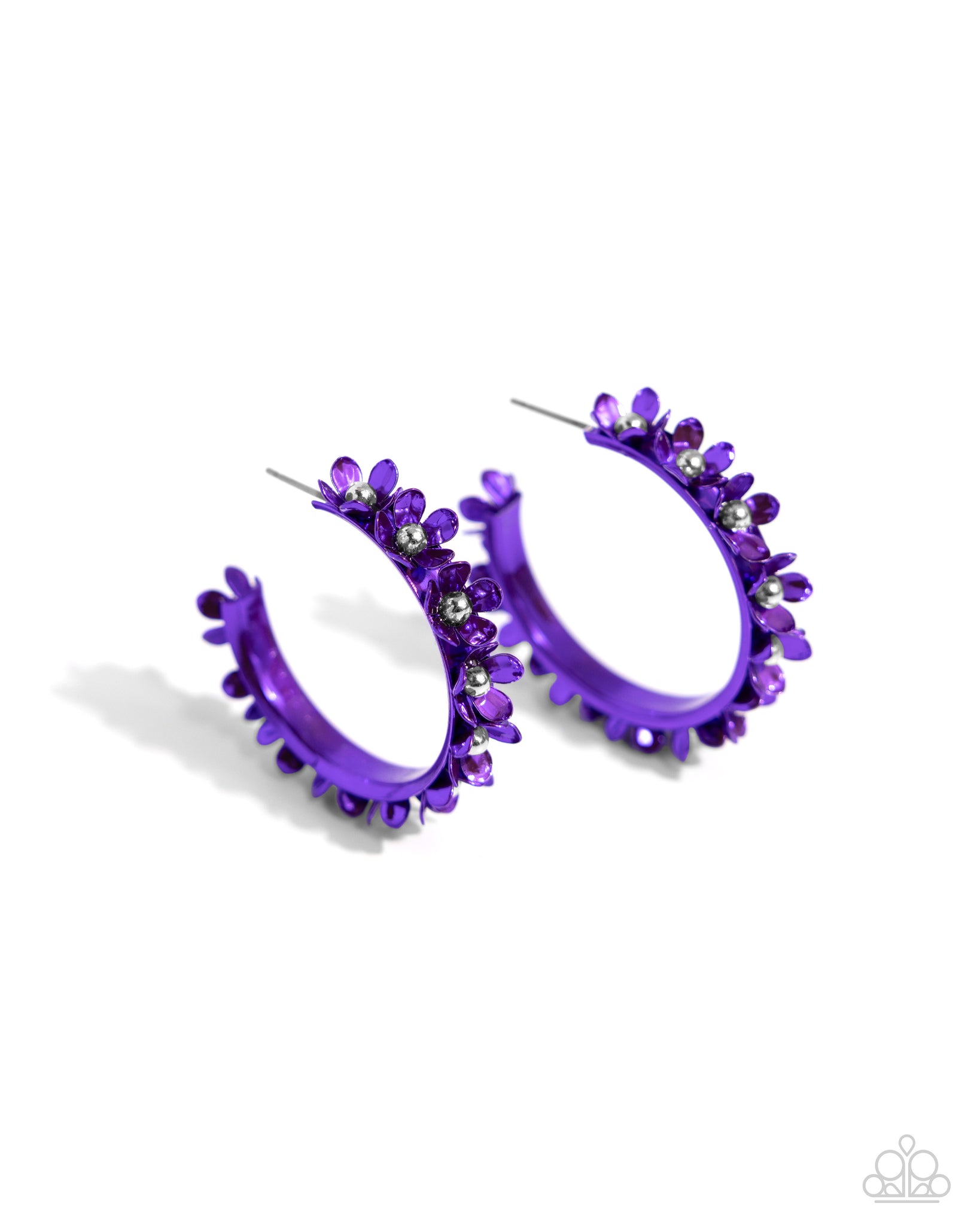 Paparazzi 
Fashionable Flower Crown - Purple Hoop Earrings