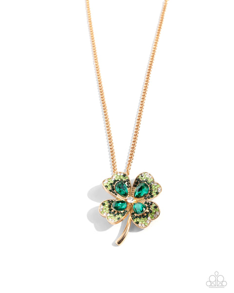 Paparazzi Four Leaf Fashion Necklace and Clover Four Leaf Fantasy Green Clover Ring Set