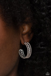 Paparazzi Dotted Darling - Silver Hoop Earrings