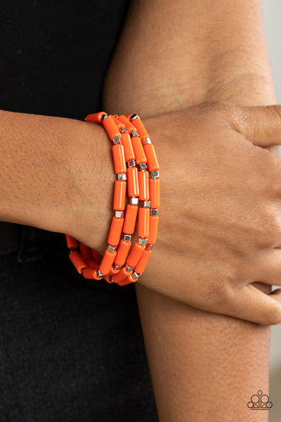 Paparazzi Glamorously Glitzy Orange Bracelet