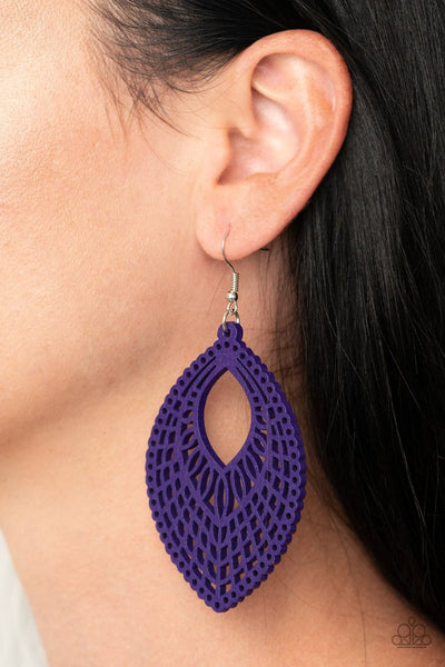 Paparazzi One beach at a Time Purple Wooden Earrings