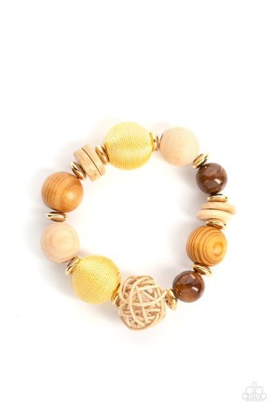 Paparazzi Happily Homespun - Yellow Bracelet