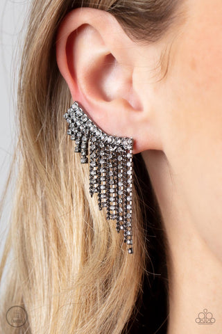 Paparazzi Thunderstruck Sparkle - Black Ear Crawlers Earrings