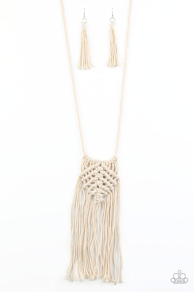 Paparazzi Macrame Mantra - White Necklace