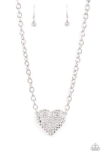 Paparazzi Heartbreakingly Blingy - White Necklace