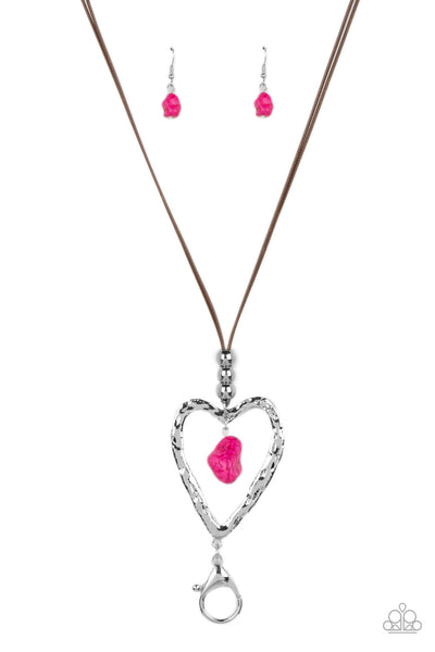 Paparazzi Santa Fe Sweetheart - Pink Heart Necklace