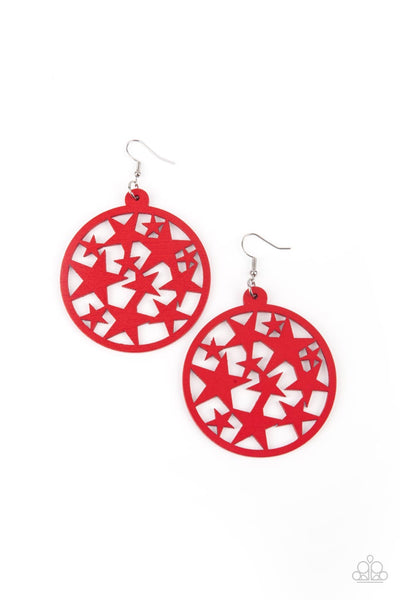 Paparazzi Cosmic Paradise - Red Wooden Earrings