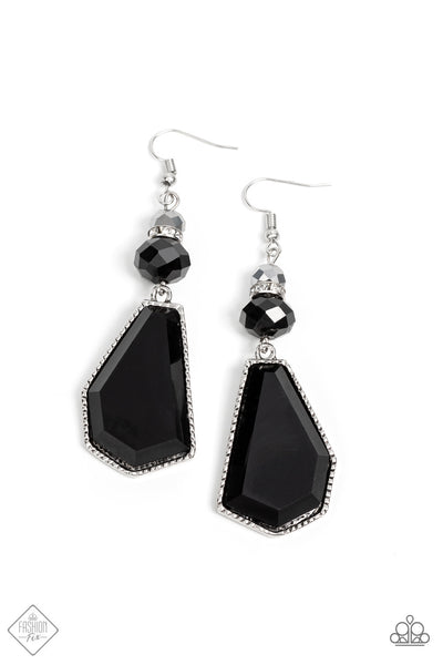 Paparazzi Defaced Dimension - January Fashion Fix 22 Black Earrings