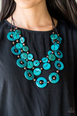 Paparazzi Catalina Coastin Blue Wooden Necklace