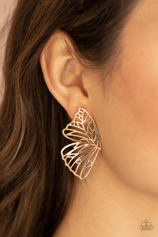 Paparazzi Butterfly Frills Gold Earrings