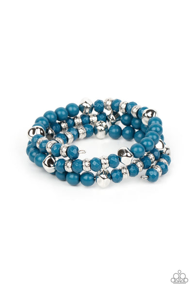 Paparazzi Vibrant Verve - Blue Coiled Bracelet