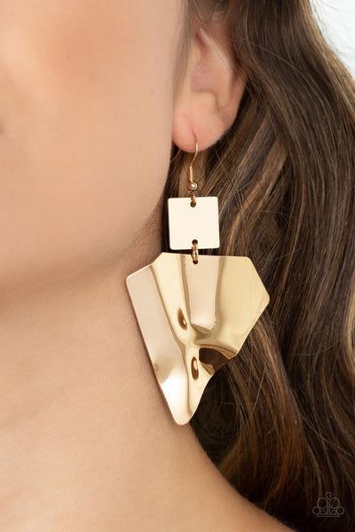 Paparazzi Deceivingly Deco - Gold Earring