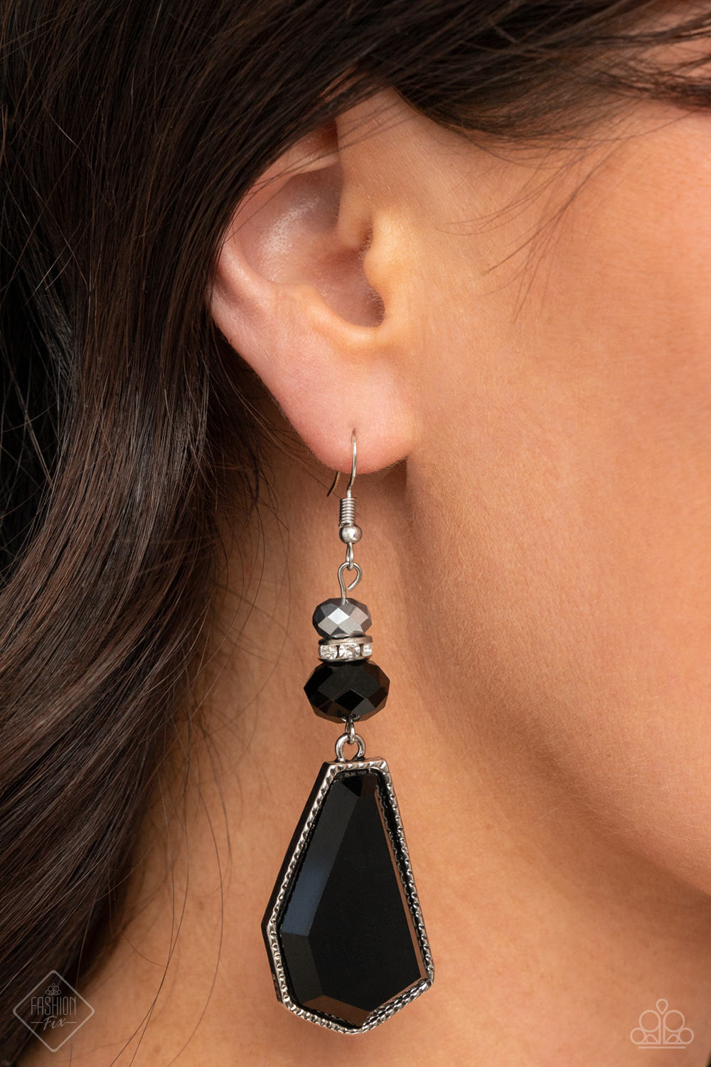 Paparazzi Defaced Dimension - January Fashion Fix 22 Black Earrings