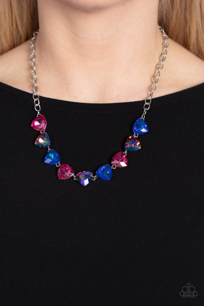 Paparazzi Dreamy Drama - Blue Iridescent Necklace