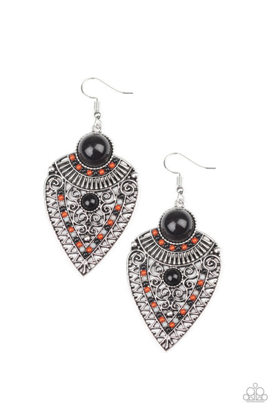 Paparazzi Tribal Territory - Black Earrings