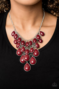 Paparazzi Shop Til You TEARDROP - Red Necklace