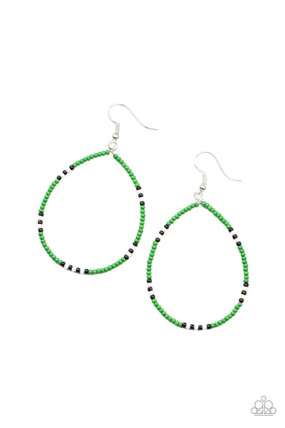 Paparazzi Keep Up The Good BEADWORK - Green Earrings