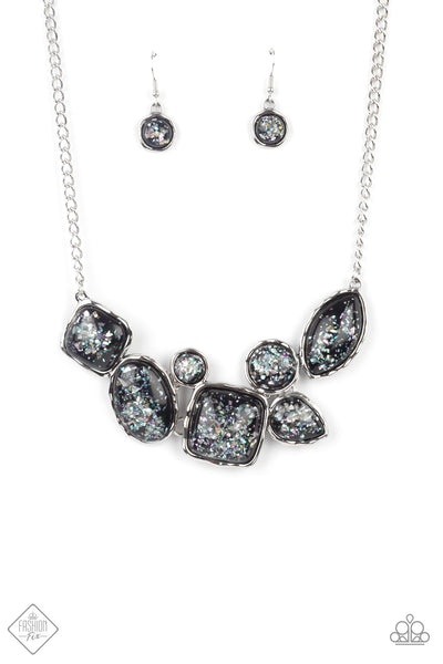 Paparazzi So Jelly Necklace and Glittery With Envy Ring Black Set