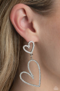 Paparazzi Doting Duo - White Heart Earrings
