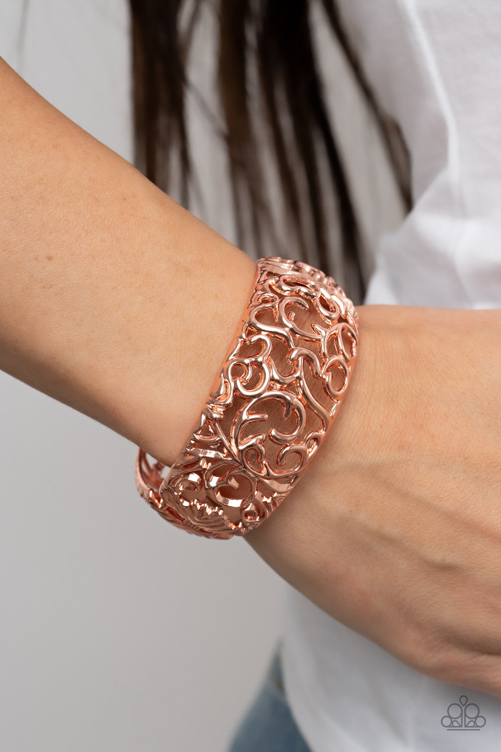 Paparazzi Courtyard Couture - Copper Hinged Bracelet