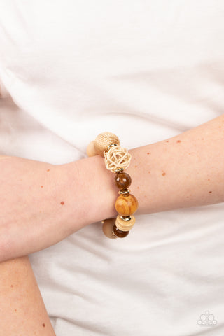 Paparazzi Happily Homespun - Brown Wooden Bracelet