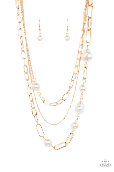 Paparazzi Modern Innovation - Gold Pearl Necklace