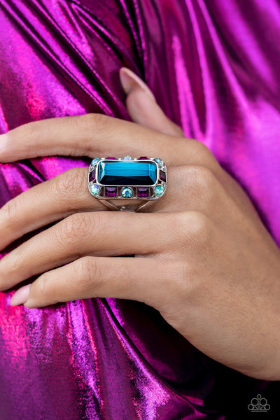 Paparazzi Radiant Rhinestones - Fushia and Iridescent Blue Ring