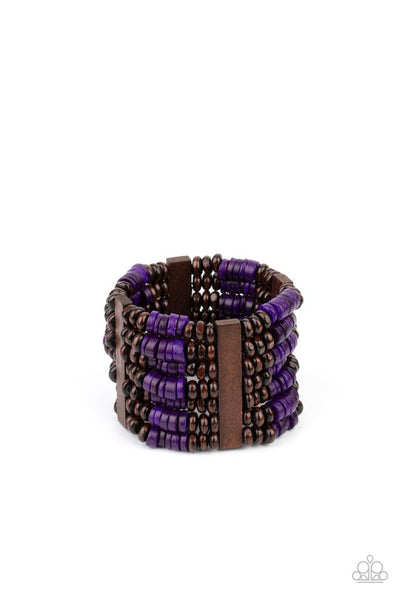 Paparazzi Vacay Vogue - Purple Wooden Bracelet